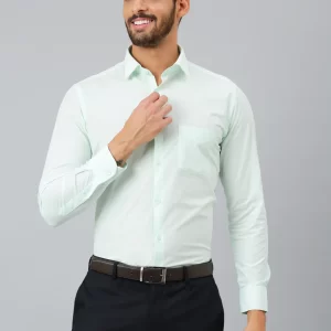 Men Light Green Regular Fit Solid Formal Shirt