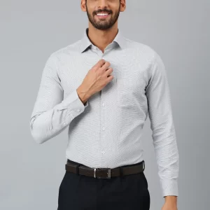 Men Grey Regular Fit Solid Formal Shirt