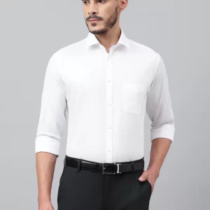 Men White Standard Fit Solid Formal Shirt